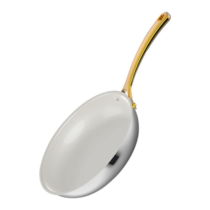 9.5" Fry Pan Non-Stick Ceramic Coating Golden Handles Dishwasher Safe