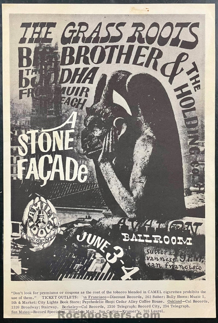 AUCTION - FD-11 - Grass Roots/Big Brother - Victor Moscoso - 1966 Poster - Avalon Ballroom - Near Mint Minus