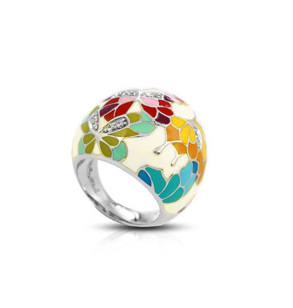 Belle e'toile Sterling Silver Butterfly Kisses White Ring, Size 7