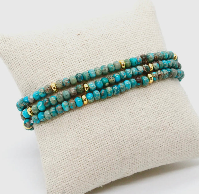 CC STONE AND GOLD BEAD BRACELET