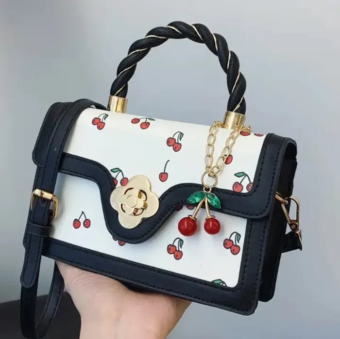 Cherry Printed Square Handbag