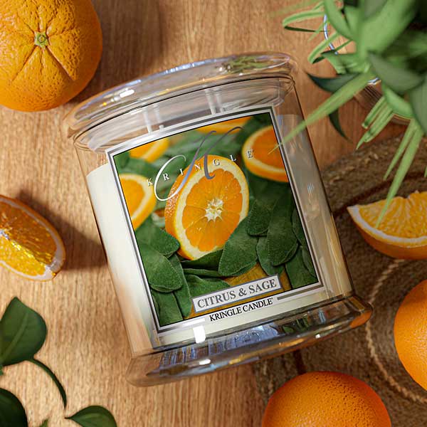 Citrus and Sage Scented 4-wick Candle jar