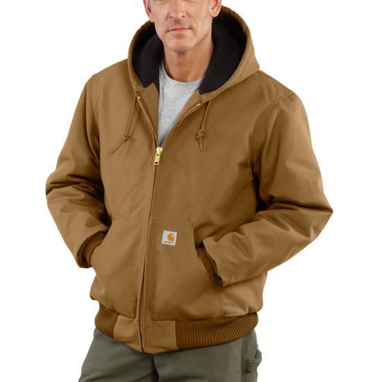 Carhartt J140 duck active jacket shown in Carhartt brown colorway