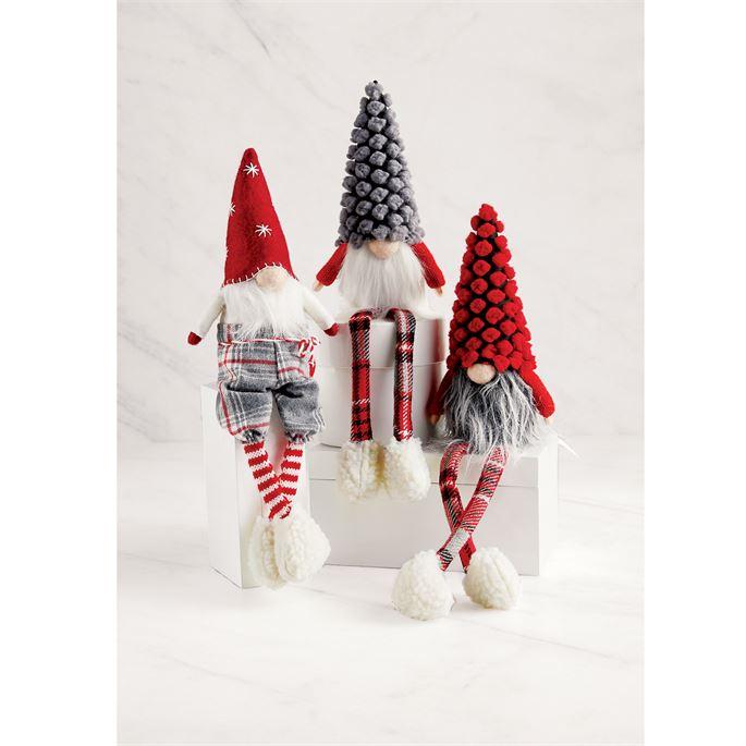 Gray Dot XMAS Dangle Leg Gnome