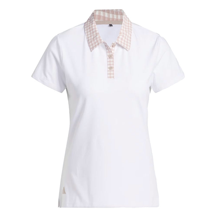 adidas Ladies Ultimate365 Gingham Short Sleeve Polo Shirt
