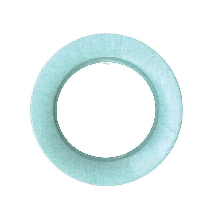 Linen Border Paper Salad & Dessert Plates in Robin's Egg Blue