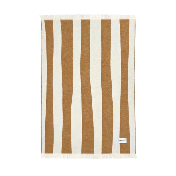 Maison Deux Rough Stripe Brown Blanket - Rugs by Roo