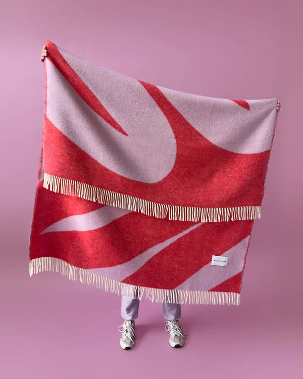 Maison Deux Swirl Lilac Scarlet Blanket - Rugs by Roo