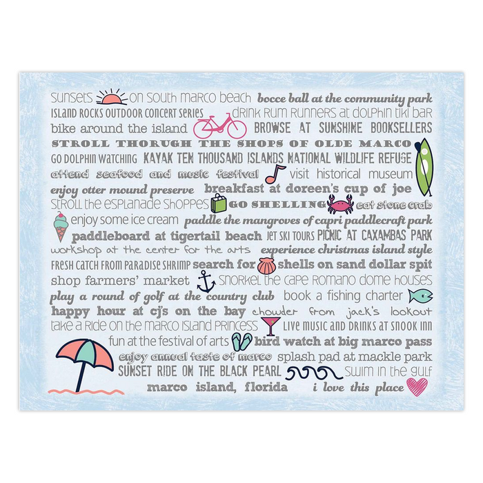 Notecards - Set of 10 Marco Island Bucket List