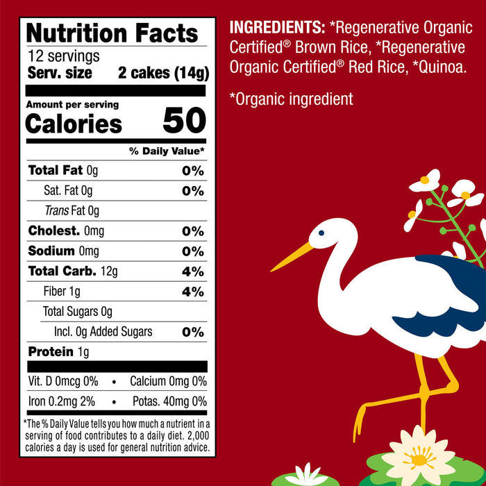Organic Red Rice & Quinoa Thin Rice Cakes (Salt-Free)