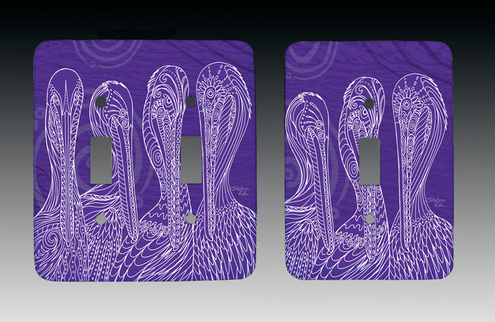 Purple Pelican Party Light Switch Cover