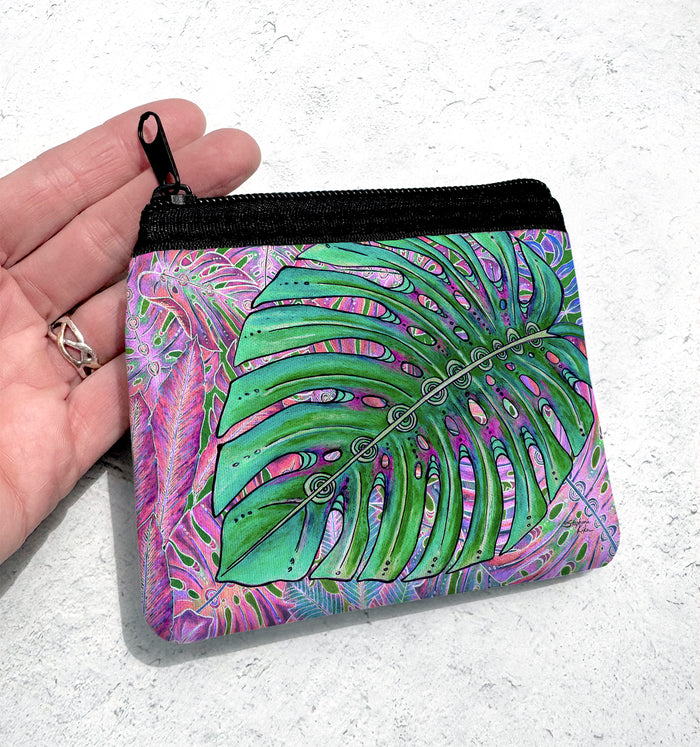 Single Monstera Coin Bag