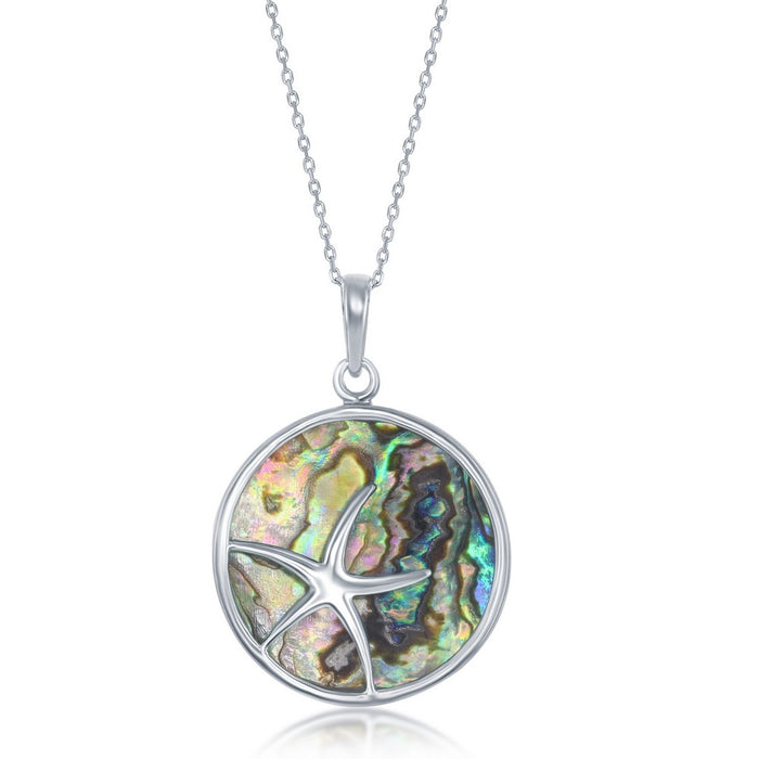 Sterling Silver Starfish Round Abalone Pendant