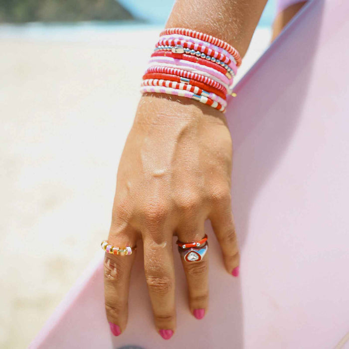 Vacation Vibes Pink Moment Stretch Bracelet Set of 8