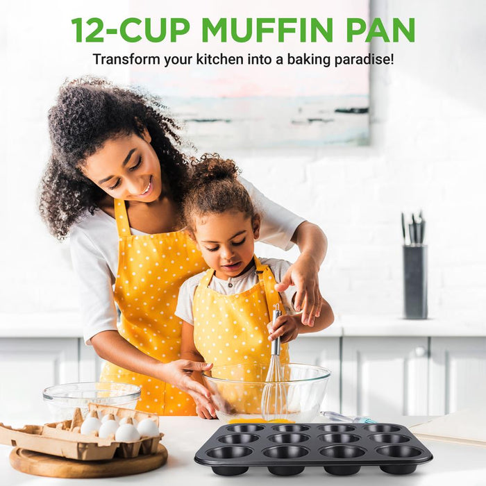 12 Cup Muffin Pan - Deluxe Nonstick Gray Coating Inside & Outside, Compatible With Model: Ncbs10S (Gray)