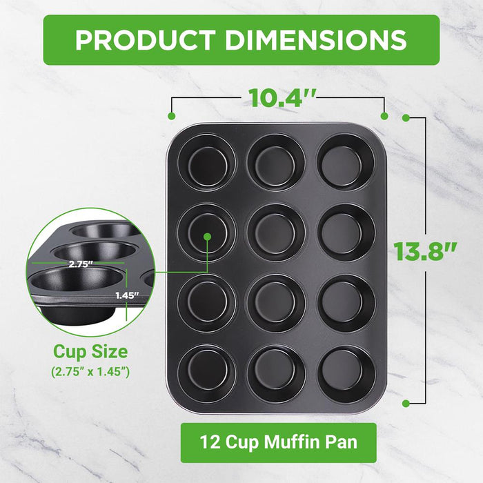 12 Cup Muffin Pan - Deluxe Nonstick Gray Coating Inside & Outside, Compatible With Model: Ncbs10S (Gray)
