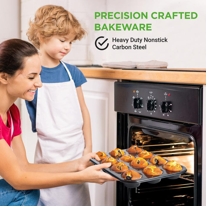 12 Cup Muffin Pan - Deluxe Nonstick Gray Coating Inside & Outside, Compatible With Model: Ncbs10S (Gray)