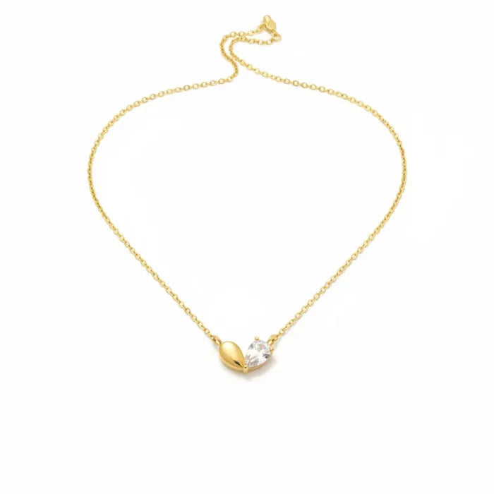 18k gold dipped CZ heart shape pendant on dainty necklace