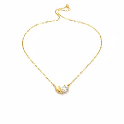 18k gold dipped CZ heart shape pendant on dainty necklace