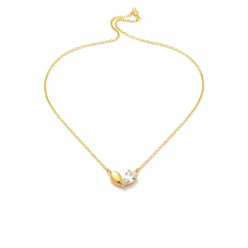 18k gold dipped CZ heart shape pendant on dainty necklace