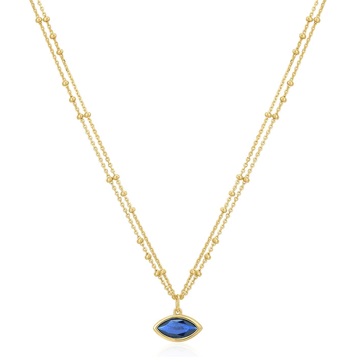 2-reihige Kette BLUE mit Zirkonia gelbgold