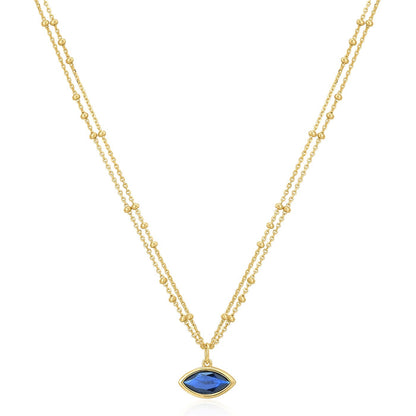 2-reihige Kette BLUE mit Zirkonia gelbgold