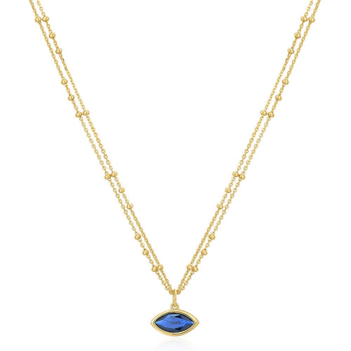 2-reihige Kette BLUE mit Zirkonia gelbgold