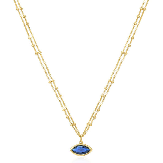2-reihige Kette BLUE mit Zirkonia gelbgold