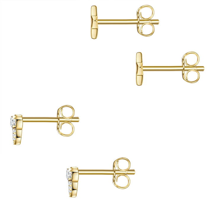 2er Set Ohrstecker STERN mit Zirkonia gelbgold