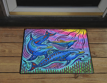 3 Dolphins Door Mat