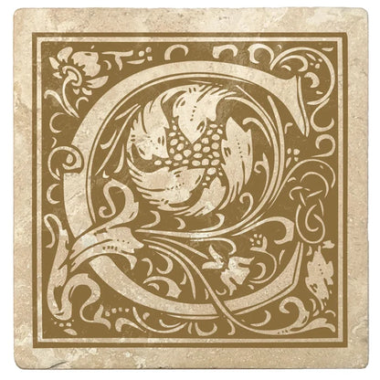 4" Absorbent Stone Monogram Coasters, Harvest Gold, 2 Sets of 4, 8 Pieces - Christmas by Krebs Wholesale