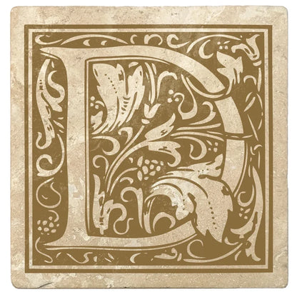 4" Absorbent Stone Monogram Coasters, Harvest Gold, 2 Sets of 4, 8 Pieces - Christmas by Krebs Wholesale