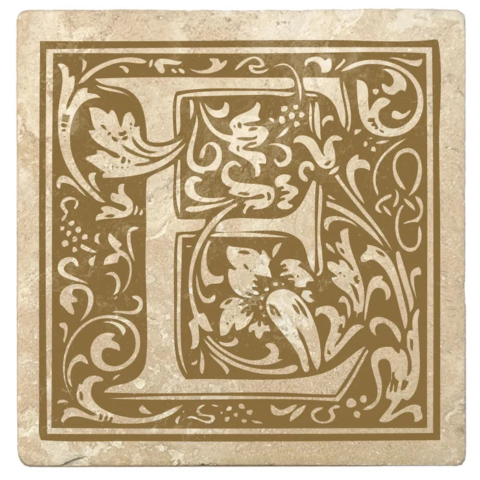 4" Absorbent Stone Monogram Coasters, Harvest Gold, 2 Sets of 4, 8 Pieces - Christmas by Krebs Wholesale