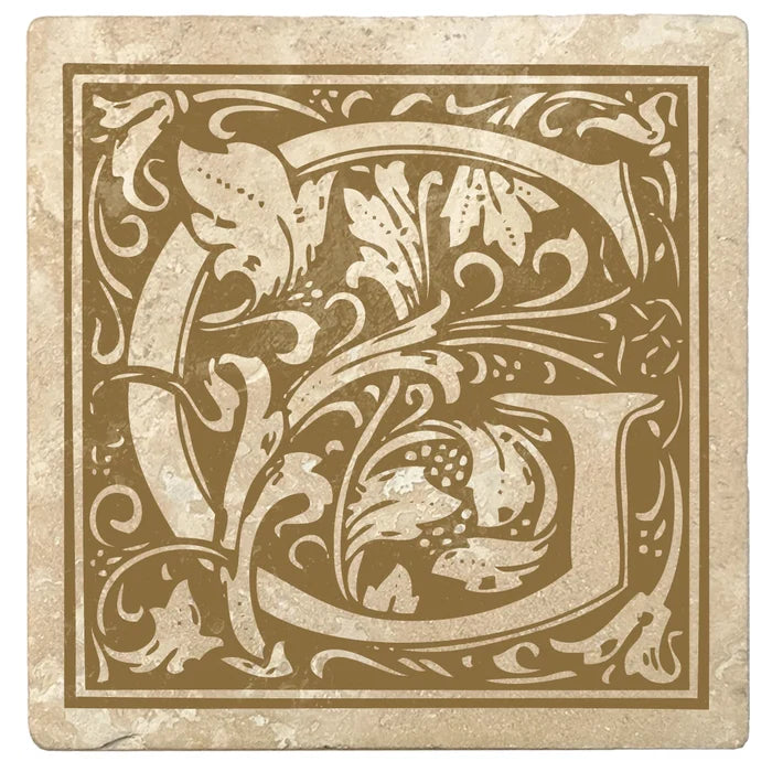 4" Absorbent Stone Monogram Coasters, Harvest Gold, 2 Sets of 4, 8 Pieces - Christmas by Krebs Wholesale