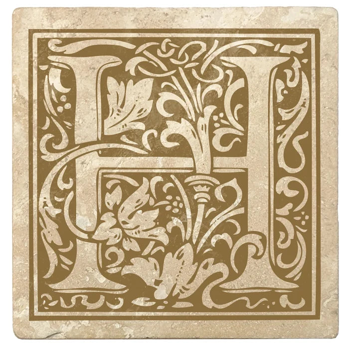 4" Absorbent Stone Monogram Coasters, Harvest Gold, 2 Sets of 4, 8 Pieces - Christmas by Krebs Wholesale