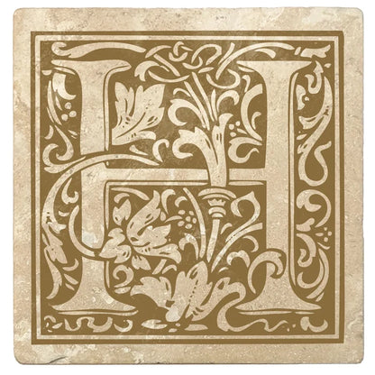4" Absorbent Stone Monogram Coasters, Harvest Gold, 2 Sets of 4, 8 Pieces - Christmas by Krebs Wholesale