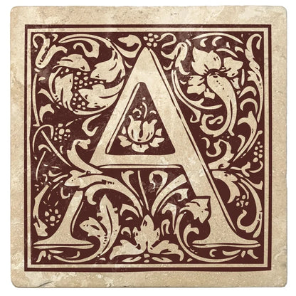4" Absorbent Stone Monogram Coasters, Hot Java Brown, 2 Sets of 4, 8 Pieces - Christmas by Krebs Wholesale