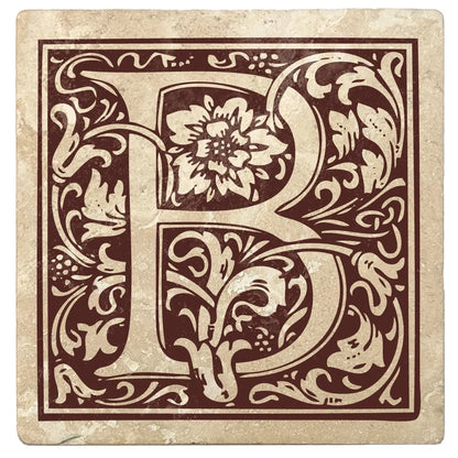 4" Absorbent Stone Monogram Coasters, Hot Java Brown, 2 Sets of 4, 8 Pieces - Christmas by Krebs Wholesale