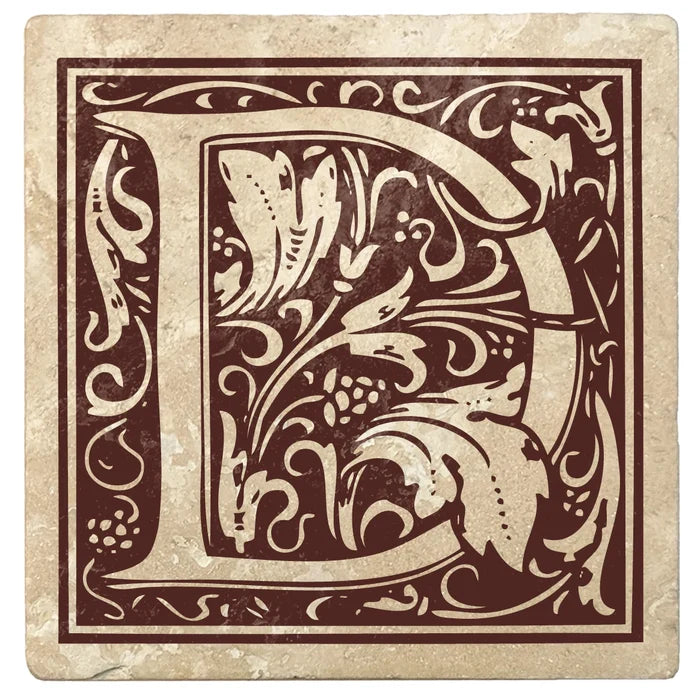 4" Absorbent Stone Monogram Coasters, Hot Java Brown, 2 Sets of 4, 8 Pieces - Christmas by Krebs Wholesale