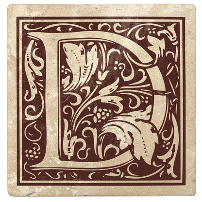 4" Absorbent Stone Monogram Coasters, Hot Java Brown, 2 Sets of 4, 8 Pieces - Christmas by Krebs Wholesale
