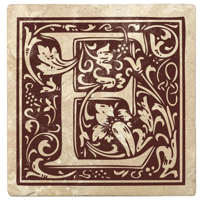 4" Absorbent Stone Monogram Coasters, Hot Java Brown, 2 Sets of 4, 8 Pieces - Christmas by Krebs Wholesale