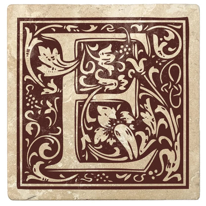4" Absorbent Stone Monogram Coasters, Hot Java Brown, 2 Sets of 4, 8 Pieces - Christmas by Krebs Wholesale