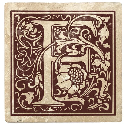 4" Absorbent Stone Monogram Coasters, Hot Java Brown, 2 Sets of 4, 8 Pieces - Christmas by Krebs Wholesale