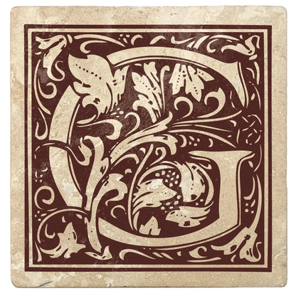 4" Absorbent Stone Monogram Coasters, Hot Java Brown, 2 Sets of 4, 8 Pieces - Christmas by Krebs Wholesale