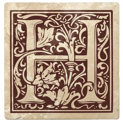 4" Absorbent Stone Monogram Coasters, Hot Java Brown, 2 Sets of 4, 8 Pieces - Christmas by Krebs Wholesale