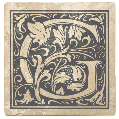 4" Absorbent Stone Monogram Coasters, Pewter Gray, 2 Sets of 4, 8 Pieces - Christmas by Krebs Wholesale