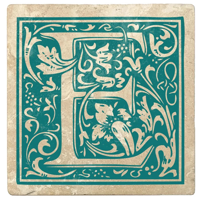 4" Absorbent Stone Monogram Coasters, Tropical Teal, 2 Sets of 4, 8 Pieces - Christmas by Krebs Wholesale