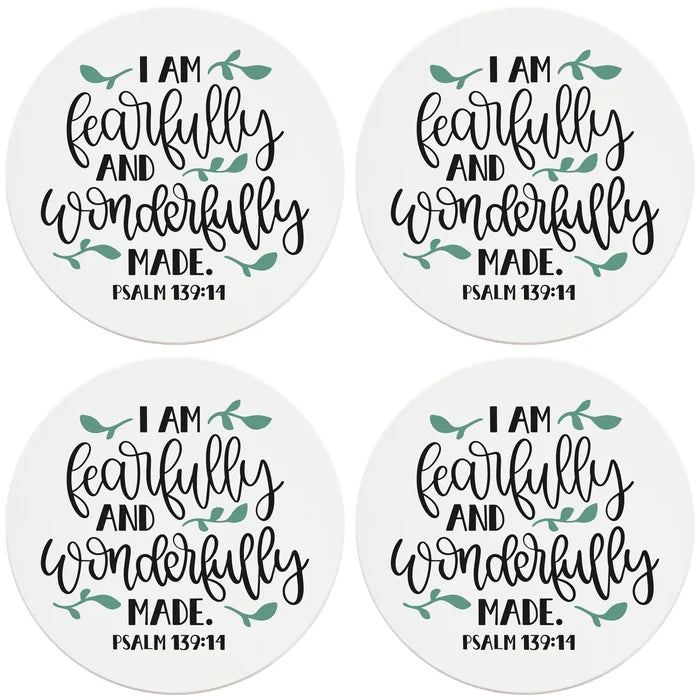 4" Round Ceramic Coasters - Fearfully And Wonderfully Made, 4/Box, 2/Case, 8 Pieces - Christmas by Krebs Wholesale