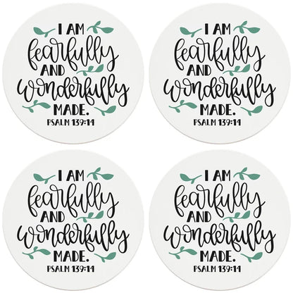 4" Round Ceramic Coasters - Fearfully And Wonderfully Made, 4/Box, 2/Case, 8 Pieces - Christmas by Krebs Wholesale