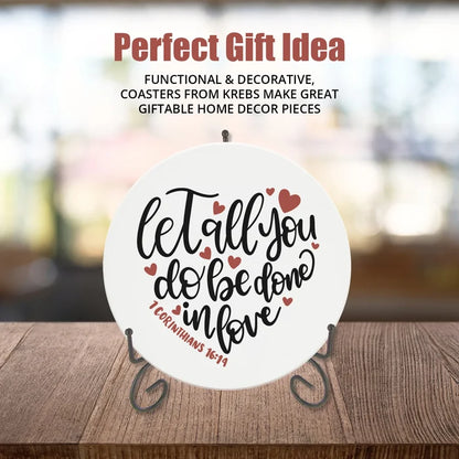4" Round Ceramic Coasters - Happy Mothers Day Hearts and Vines, 4/Box, 2/Case, 8 Pieces - Christmas by Krebs Wholesale